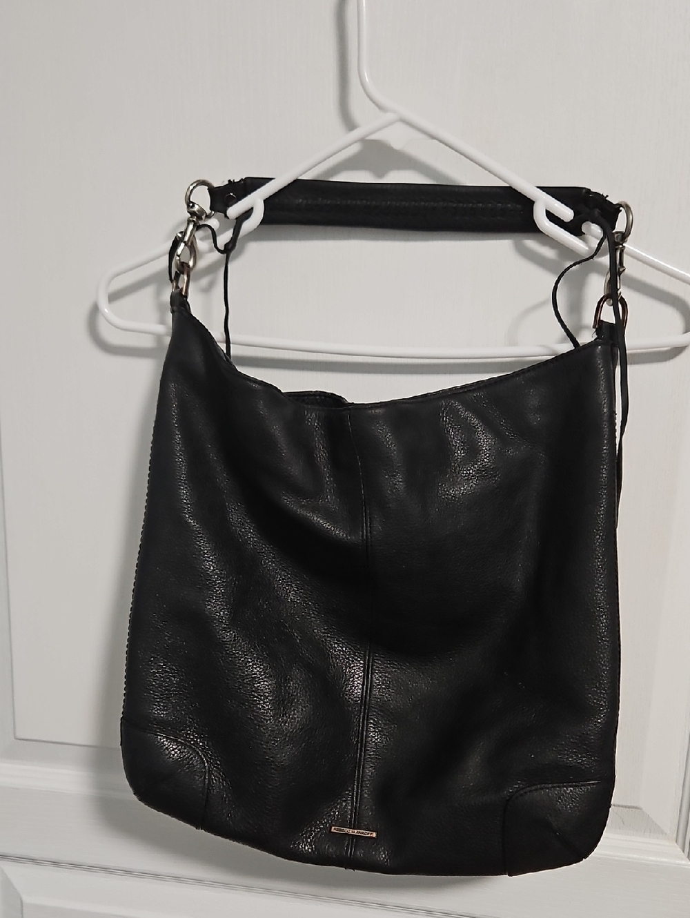 Rebecca Minkoff Slim Regan Hobo Classic Black Leather Shoulder Bag Tassels